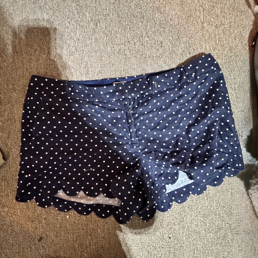 J.Crew Navy Polka Dot Scallop Hem Shorts (16)